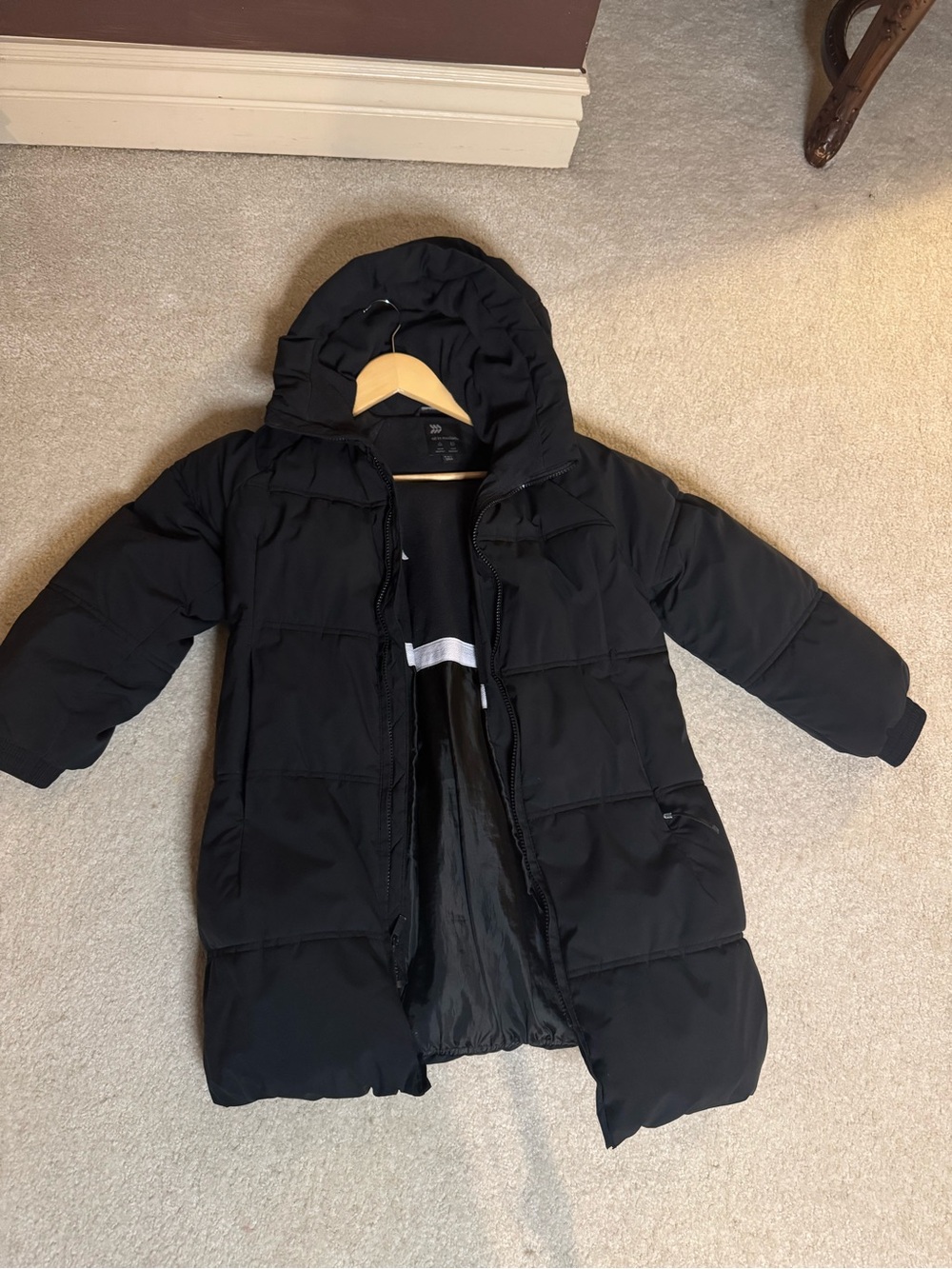 all in motion Kids Black Hooded Long Puffer Coat